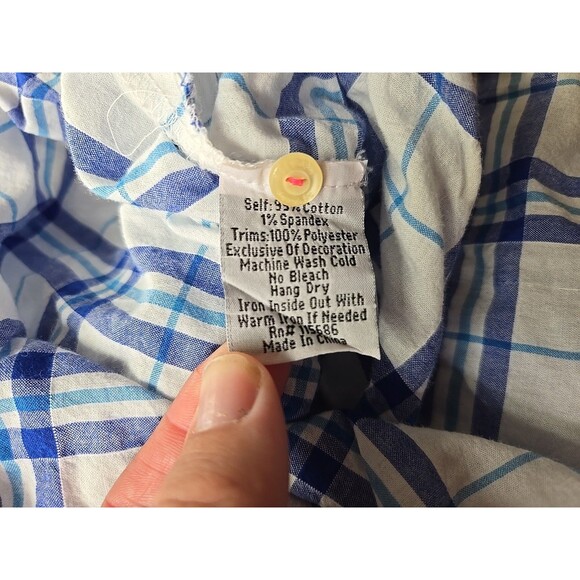 Johnny Was Women's Large Poplin Shirt Dress Tunic Plaid Embroidered Floral - Picture 12 of 15